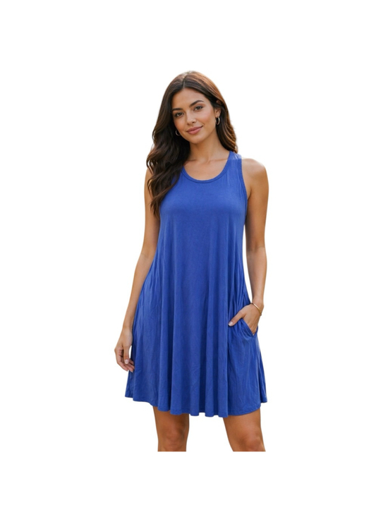 SHEBIRD Dresses & Skirts - SheBird Blue Built-In Bra Swing Dress Size 6 Large